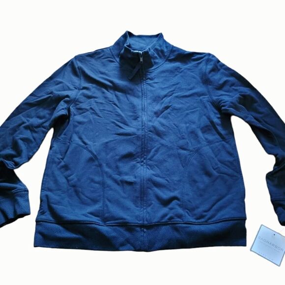 Sag Harbor Stretch Full Zip Black Sweater SZ S American Comfort Inkblot - Picture 1 of 7